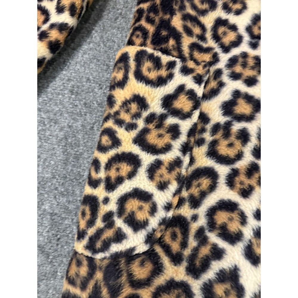 Vtg Toppers Faux Fur Coat Womens M Leopard Cheetah Print Rockabilly Overcoat 60s - Picture 3 of 11